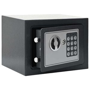 vidaXL Seif digital cu blocare Gri &icirc;nchis 23 x 17 x 17 cm Oțel