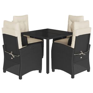 vidaXL Set mobilier de grădină cu perne, 5 piese, negru, poliratan