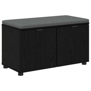 vidaXL Bancă pentru hol cu pernă cu ușă Stejar Negru 80 x 46 x 46 cm