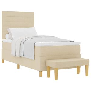 vidaXL Pat cu arcuri cu saltea cu headboard Crem 80 x 200 cm țesătură