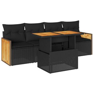 vidaXL Set mobilier de grădină cu perne, 5 piese,poliratan/lemn acacia