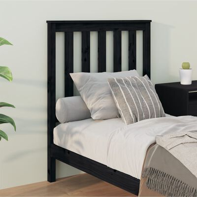 vidaXL Tăblie de pat, negru, 81x6x101 cm, lemn masiv de