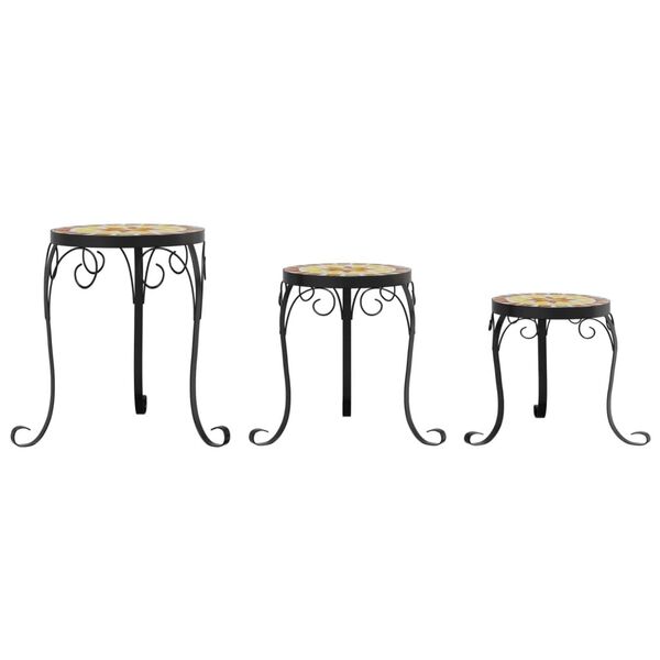 vidaXL Suporturi pentru plante, 3 buc., cărămiziu și alb, ceramică