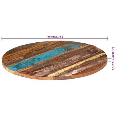 vidaXL Blat de masă rotund, 80 cm, lemn masiv reciclat, 25-27 mm