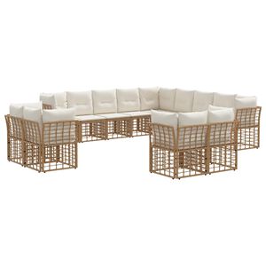 vidaXL Set de canapele de exterior Alb Natural și Crem Poliester