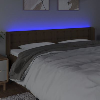 vidaXL Tăblie de pat cu LED, maro închis, 183x16x78/88 cm, textil