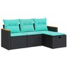 vidaXL Set mobilier de grădină cu perne, 4 piese, negru, poliratan