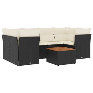 vidaXL Set canapele de grădină cu perne, 7 piese, negru, poliratan