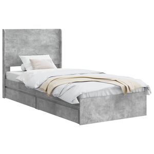 vidaXL Cadru de pat cu depozitare și tăblie Gri Beton 90 x 190 cm