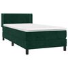 vidaXL Pat box spring cu saltea, verde &icirc;nchis, 100x200 cm, catifea