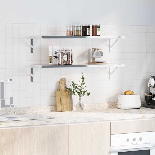 vidaXL Suporturi rafturi, 4 buc., 30x2,5x15,5 cm argintiu oțel inox.