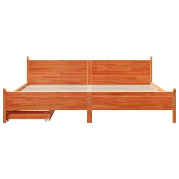 vidaXL Cadru de pat fără saltea, maro ceruit 200x200 cm lemn masiv pin