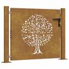 vidaXL Poartă de grădină 100x75 cm, oțel corten, design copac