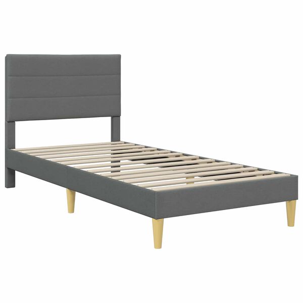 vidaXL Cadru de pat cu headboard Gri &icirc;nchis 90 x 200 cm țesătură