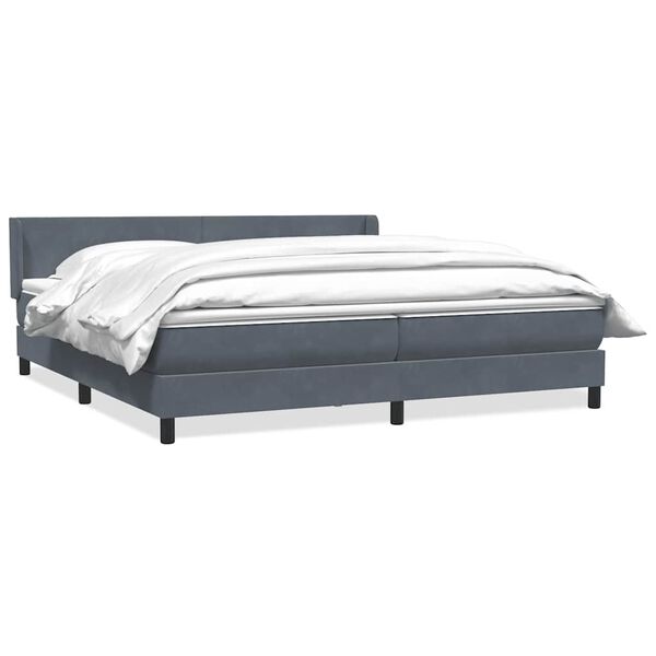 vidaXL Pat box spring cu saltea, gri &icirc;nchis, 200x210 cm, catifea