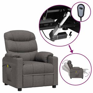 vidaXL Fotoliu de masaj electric rabatabil, gri &icirc;nchis, textil