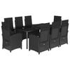 vidaXL Set mobilier de grădină cu perne, 9 piese, negru, poliratan