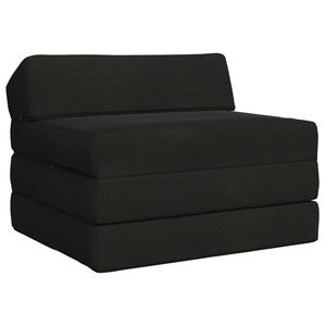 vidaXL Canapea Pat Pliabilă Negru 200 x 70 x 10 cm Catifea