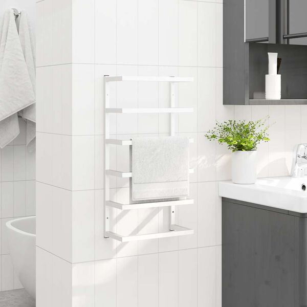 vidaXL Suport de prosoape, alb, 24x12x48 cm, oțel