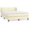 vidaXL Pat box spring cu saltea, crem, 140x190 cm, piele ecologică