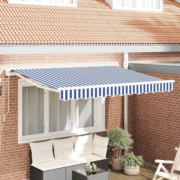 vidaXL Cortina Retractabilă Manual Albastru și Alb 250 x 200 cm