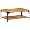 vidaXL Măsuță de cafea 2 straturi, 100x55x38 cm, lemn masiv mango/oțel