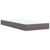 vidaXL Pat box spring cu saltea, gri, 90x200 cm, piele ecologică