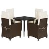 vidaXL Set mobilier de grădină, 5 piese, cu perne, maro, poliratan