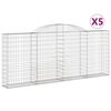 vidaXL Coșuri gabion arcuite 5 buc, 300x30x120/140 cm, fier galvanizat