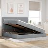 vidaXL Pat cu saltea și spațiu de depozitare Gri deschis 200 x 200 cm