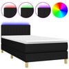 vidaXL Pat cu arcuri, saltea și LED, negru, 80x200 cm, textil