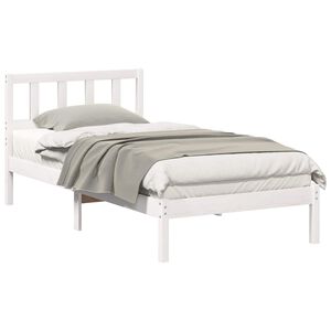 vidaXL Cadru de pat cu headboard Alb 90 x 190 cm Lemn de pin masiv