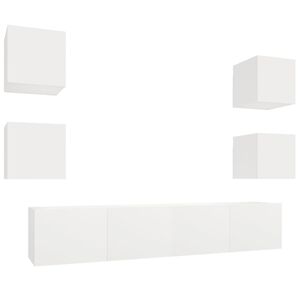 vidaXL Set dulap TV, 6 piese, alb, lemn prelucrat