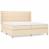 vidaXL Pat box spring cu saltea, crem, 200x200 cm, textil