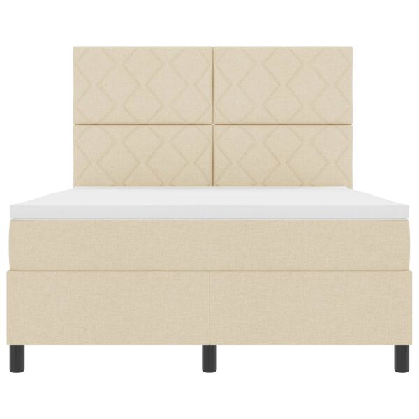 vidaXL Pat cu arcuri cu saltea cu led Crem 160 x 200 cm țesătură