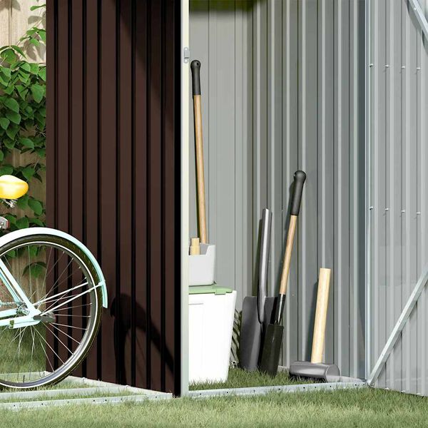 vidaXL Șopron de grădină lemne de foc maro 245x98x159 cm oțel zincat