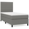 vidaXL Pat box spring cu saltea, gri &icirc;nchis, 90x200 cm, textil