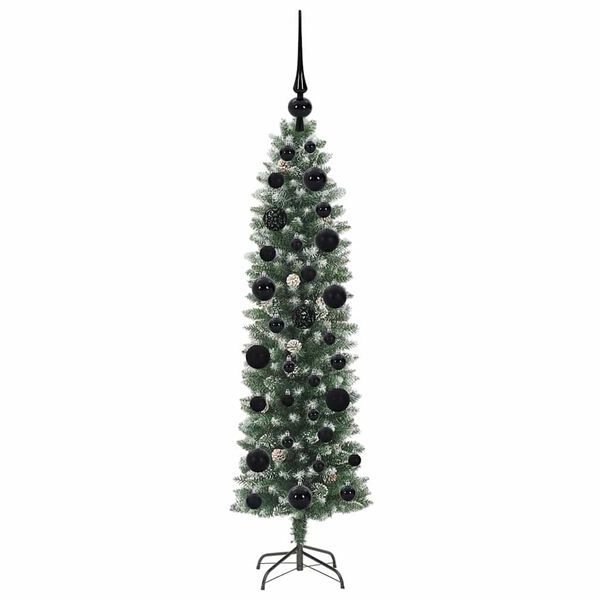 vidaXL Copac Artificial Slăb de Crăciun cu 150 LED Verde și alb 120 cm