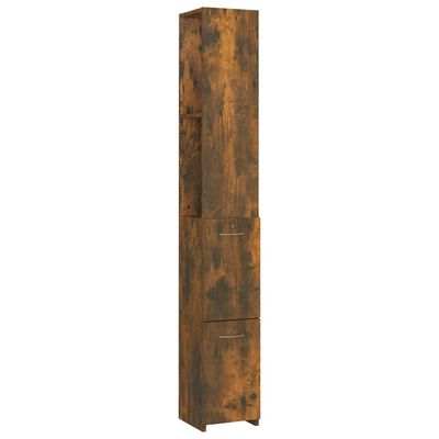 vidaXL Dulap de baie, stejar afumat, 25x26,5x170 cm, lemn prelucrat