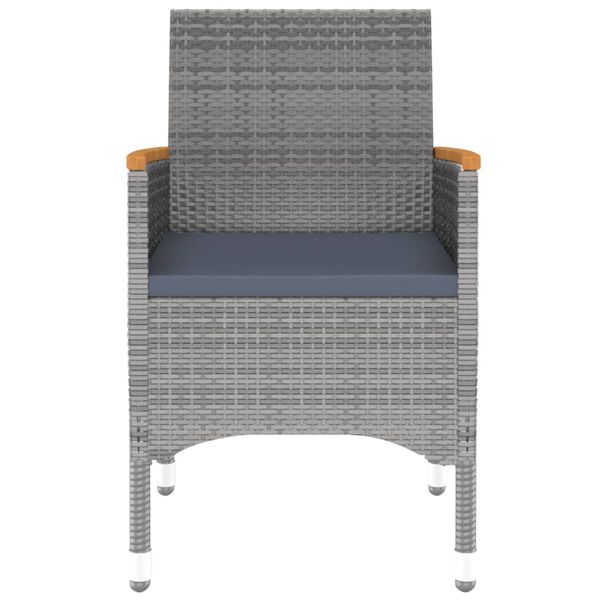 vidaXL Set mobilier grădină, 5 piese, gri, poliratan/sticlă tratată