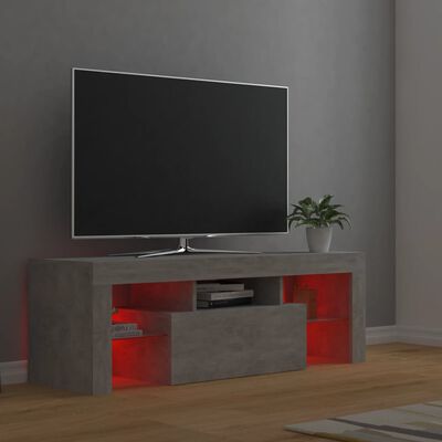 vidaXL Comodă TV cu lumini LED, gri beton, 120x35x40 cm