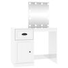 vidaXL Masă de toaletă cu LED, alb extralucios, 90x50x132,5 cm, lemn