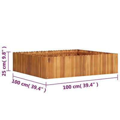 vidaXL Strat înălțat de grădină, 100x100x25 cm, lemn masiv de acacia