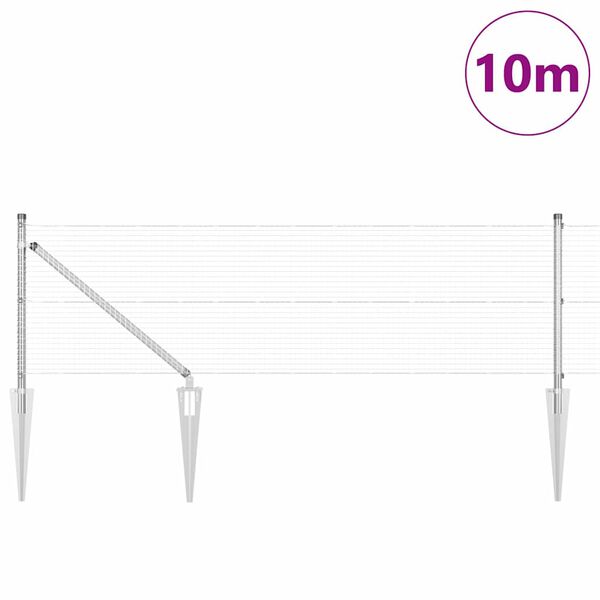 vidaXL St&acirc;lp de gard. Argintiu 10 x 0,4 m (19 x 19 mm plasă) Oțel