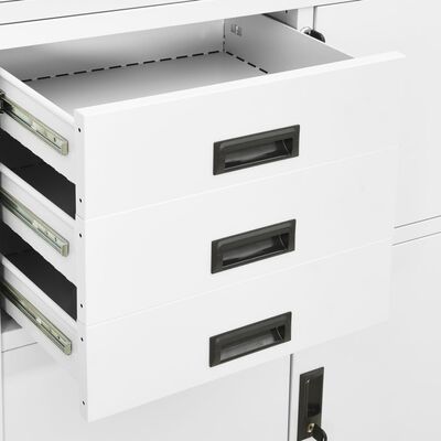vidaXL Dulap de birou, alb, 90x40x180 cm, oțel