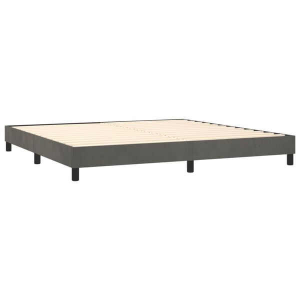 vidaXL Pat box spring cu saltea, gri &icirc;nchis, 200x200 cm, catifea