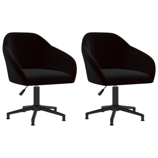 vidaXL Scaune de bucătărie pivotante, 2 buc., negru, catifea