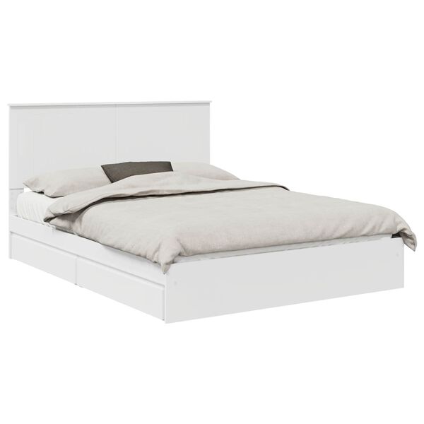 vidaXL Pat cu storage cu headboard Alb 150 x 200 cm Lemn compozit