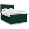 vidaXL Pat box spring cu saltea, verde &icirc;nchis, 140x200 cm, catifea