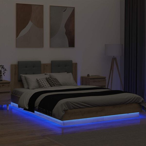 vidaXL Cadru de Pat cu Tăblie Stejar Artizanal 160 x 200 cm